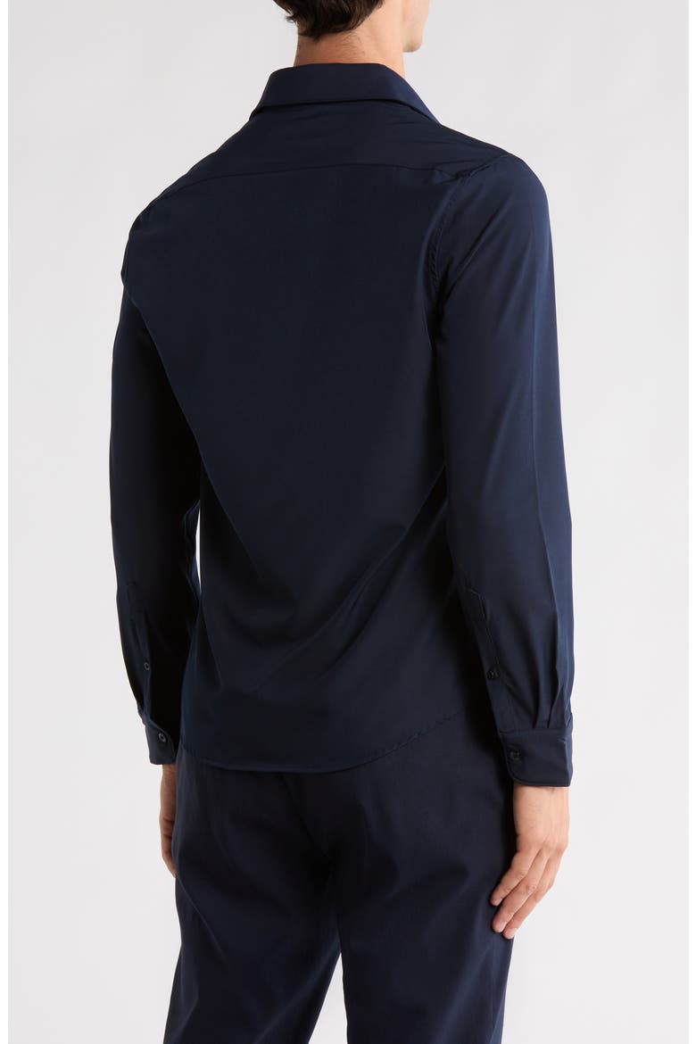 Solid Navy Performance Button-Up Shirt, Alternate, color, NAVY
