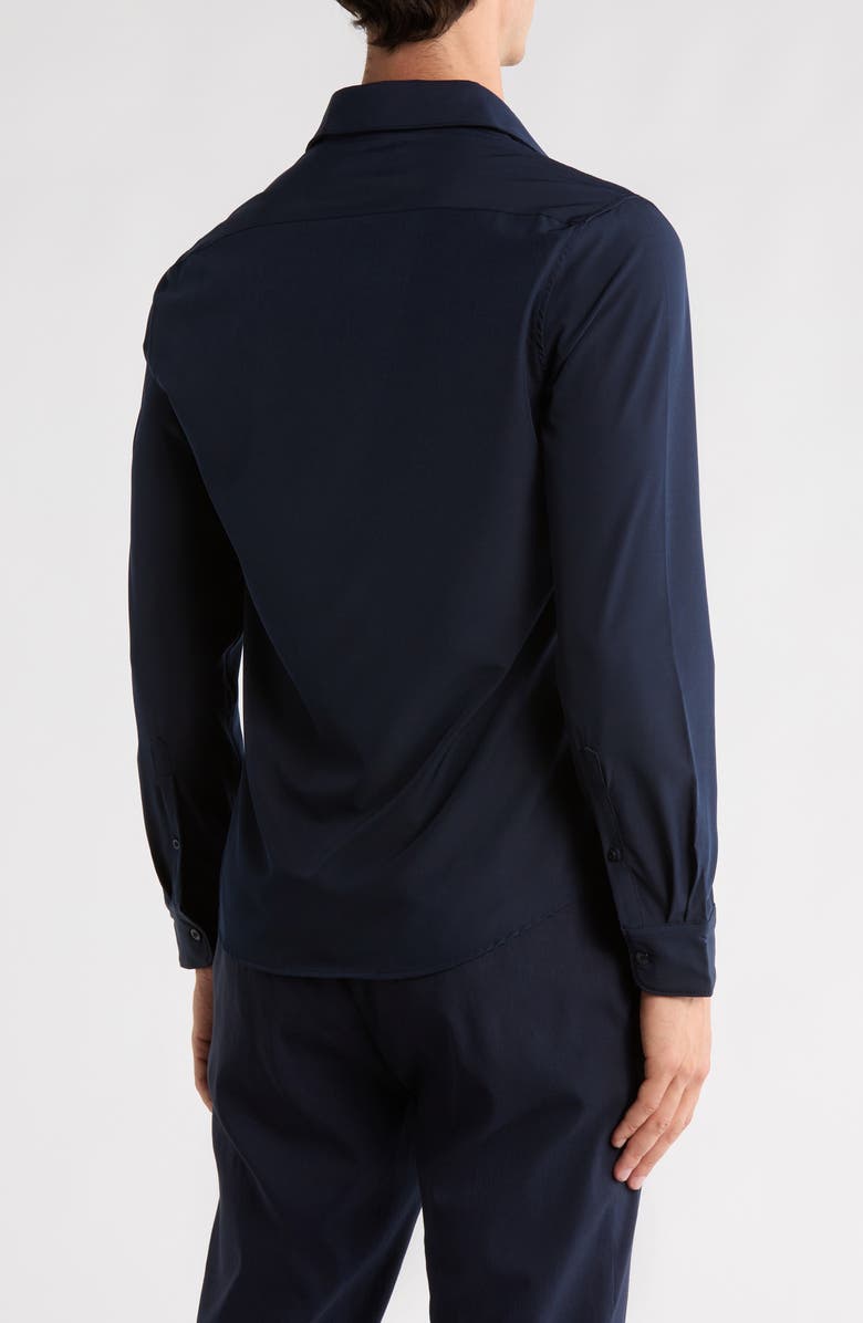 DENIM AND FLOWER Solid Navy Performance Button-Up Shirt, Alternate, color, Navy