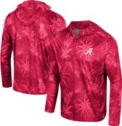 COLOSSEUM Men's Colosseum Crimson Alabama Crimson Tide Palms Printed Lightweight Quarter-Zip Hooded Top