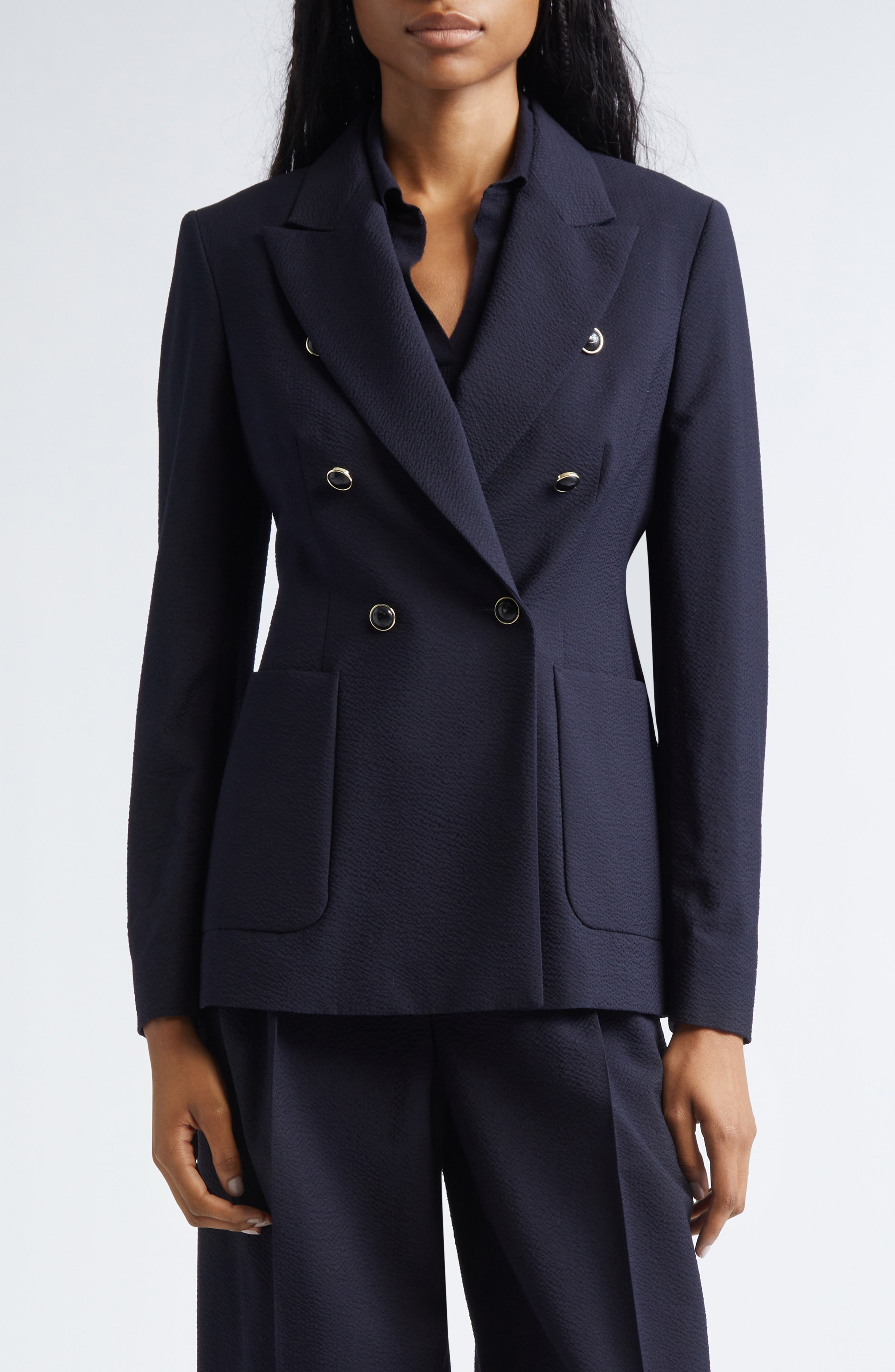 Ricetta Double Breasted Wool Knit Blazer