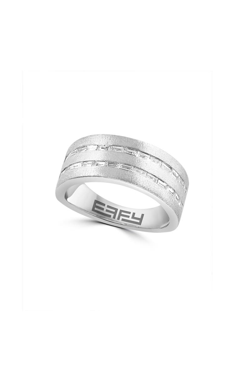 Sterling Silver Baguette Diamond Band Ring, Main, color, WHITE