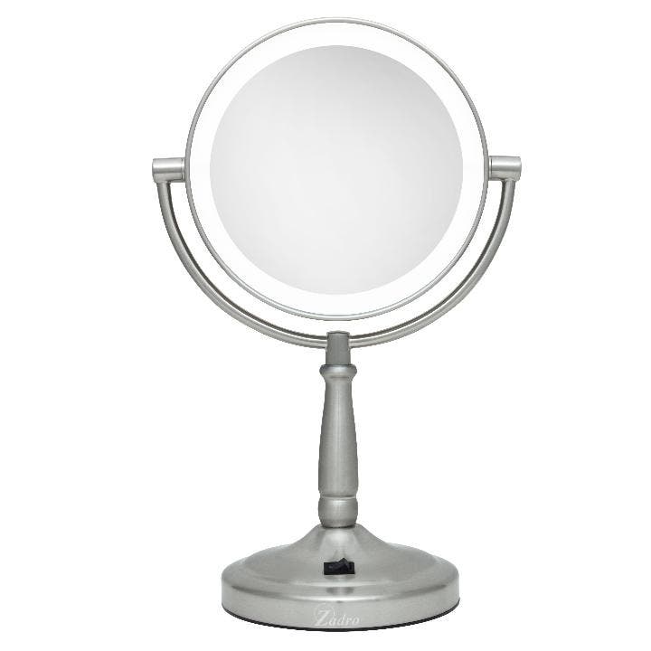 Zadro Lighted Makeup Mirror with 10X/1X Magnifications & Cordless in Satin Nickel 