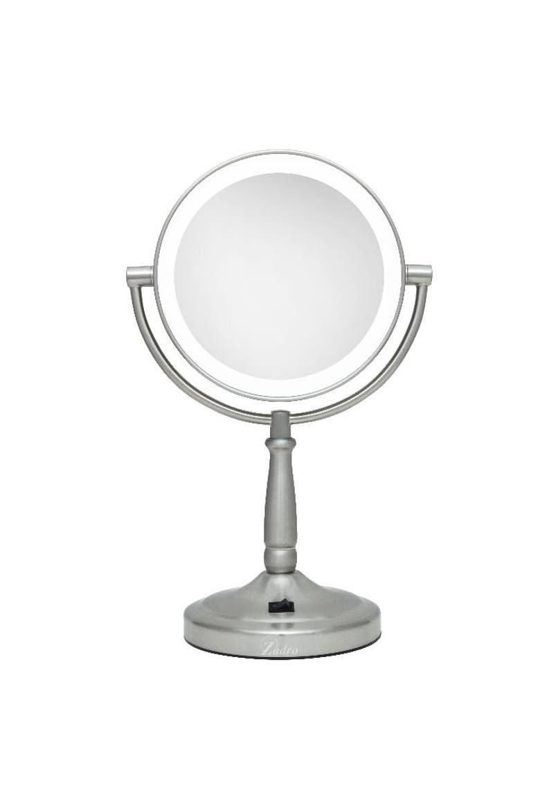 Lighted Makeup Mirror with 10X/1X Magnifications & Cordless, Main, color, Satin Nickel