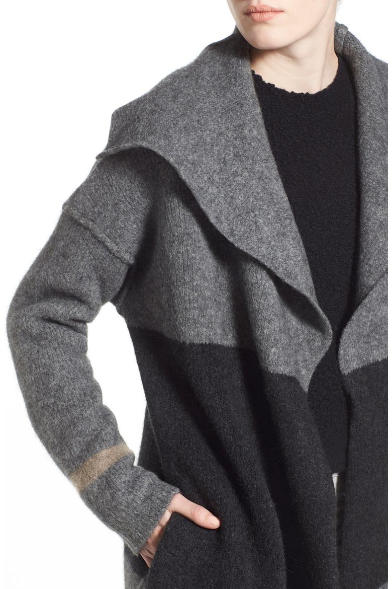 Stripe Blanket Coat, Alternate, color, FLANNEL/ CHARCOAL