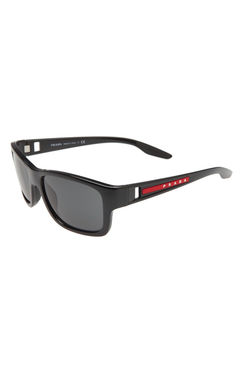 Prada Linea Rossa Prada Pillow 59mm Sunglasses, Alternate, color, Black/ Dark Grey Hydrophobic