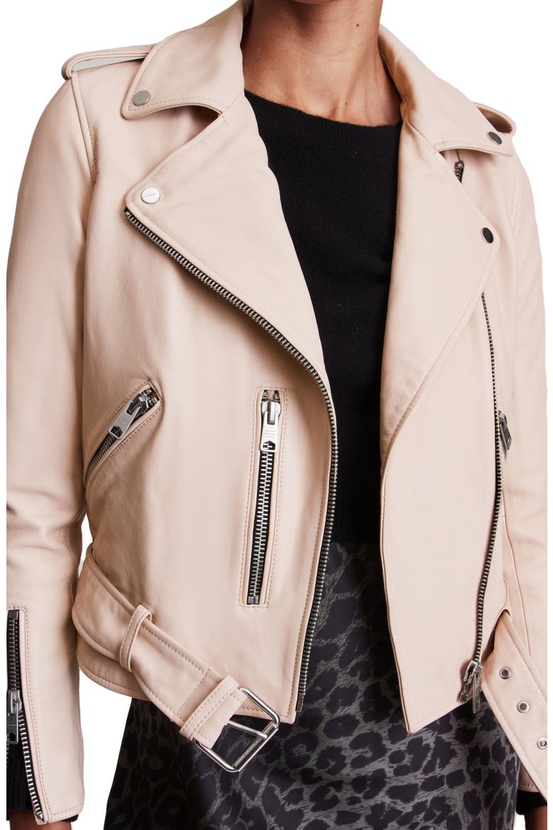 Balfern Leather Biker Jacket, Alternate, color, LIGHT PINK