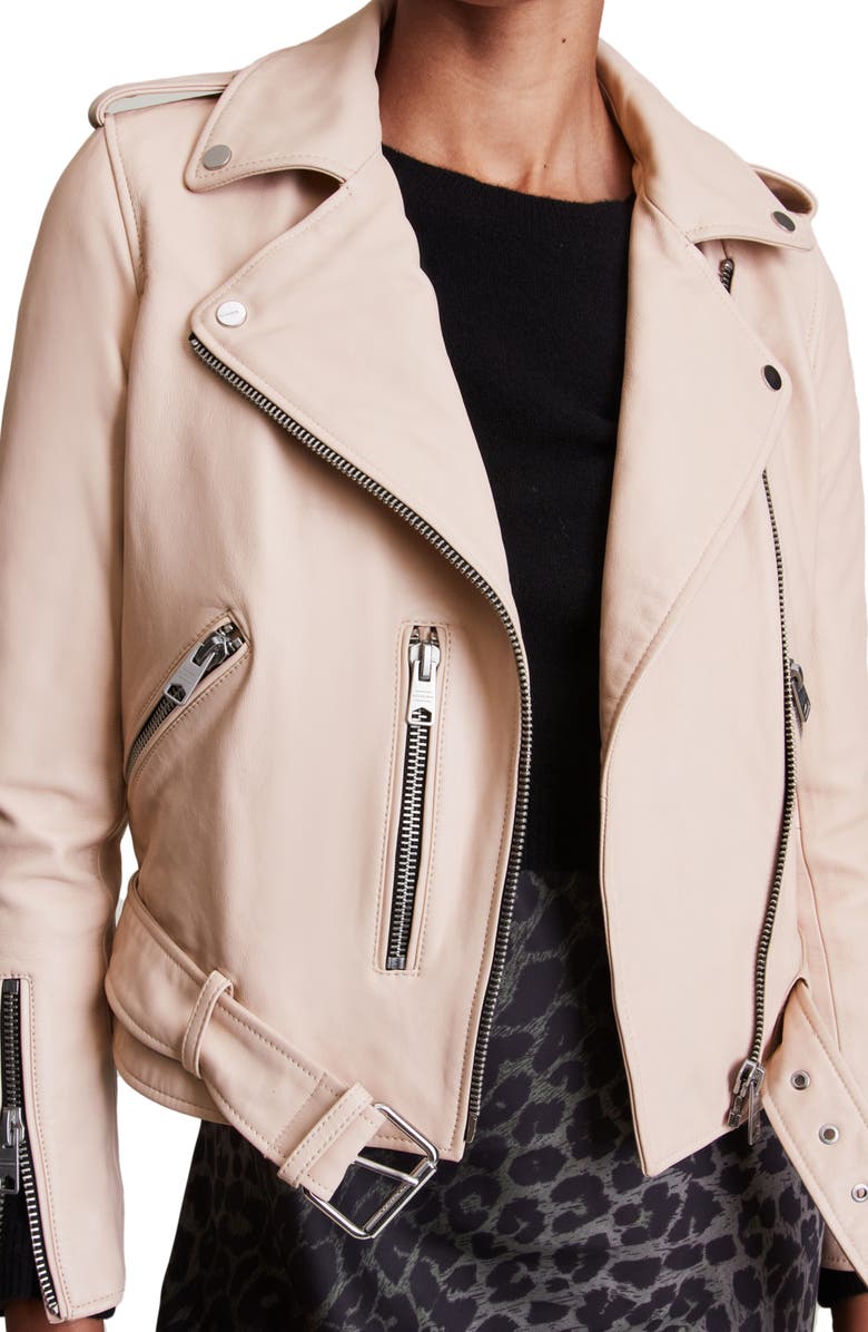 AllSaints Balfern Leather Biker Jacket, Alternate, color,