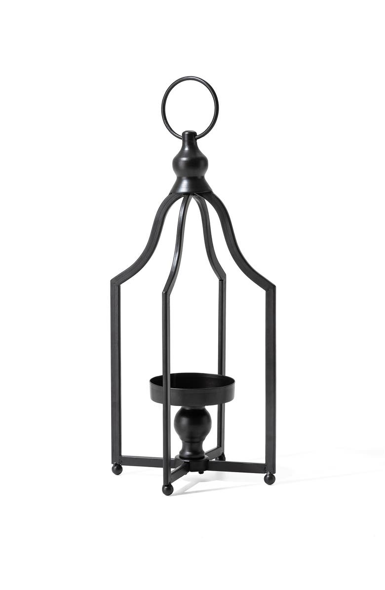 Glitzhome Modern Farmhouse Metal Decorative Lantern Candle Holder, Alternate, color, Black