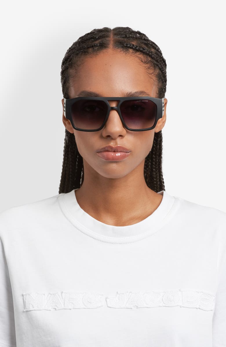 Marc Jacobs 55mm Navigator Sunglasses, Alternate, color, Matte Black/ Dark Grey Sf