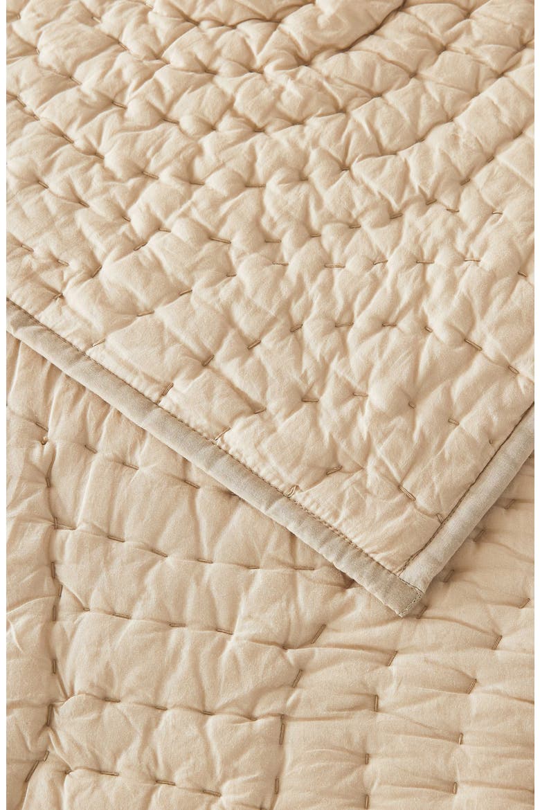 Voile Cotton Handstitch Quilt & Sham Set, Alternate, color, TAUPE