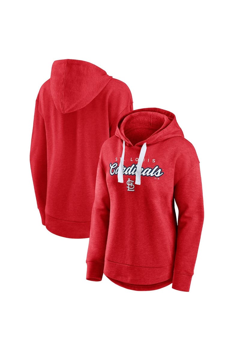 Women's Fanatics Branded Heather Red St. Louis Cardinals Set to Fly Pullover Hoodie, Alternate, color, Heather Red