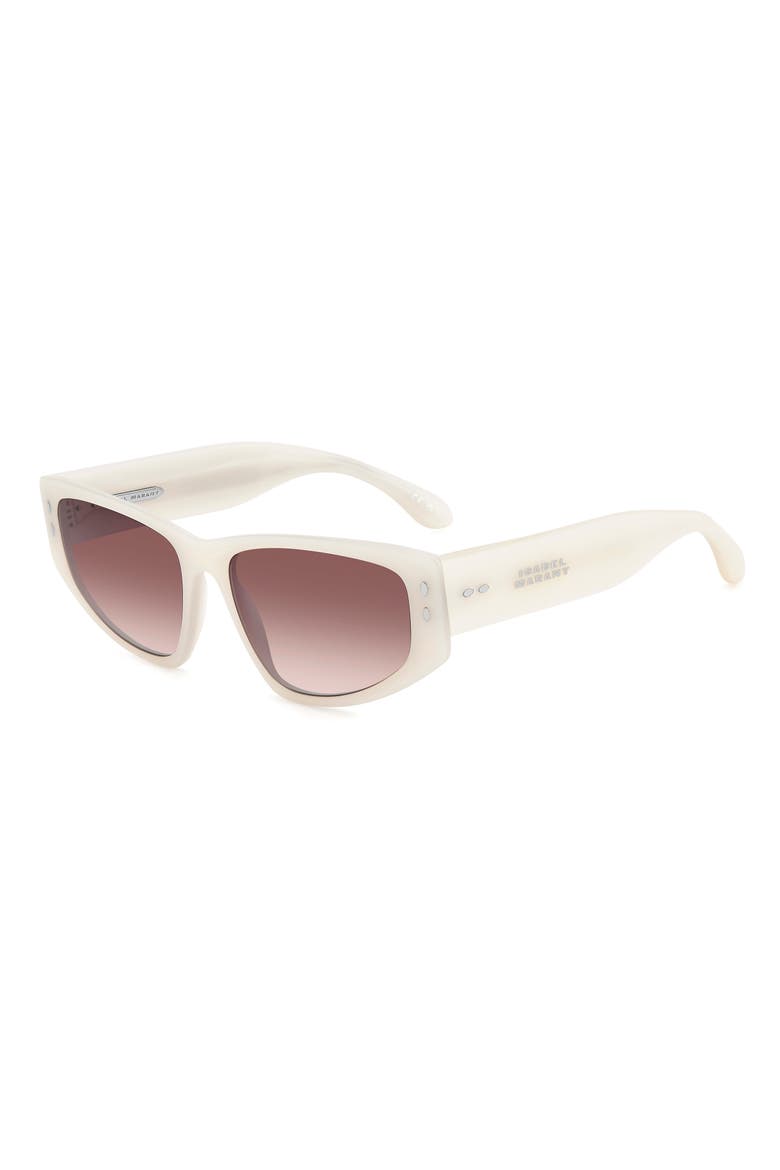 57mm Rectangle Sunglasses, Alternate, color, PEARLED WHITE