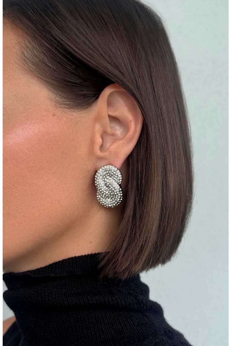 Crystal Knot Drop Earrings, Alternate, color, SILVER