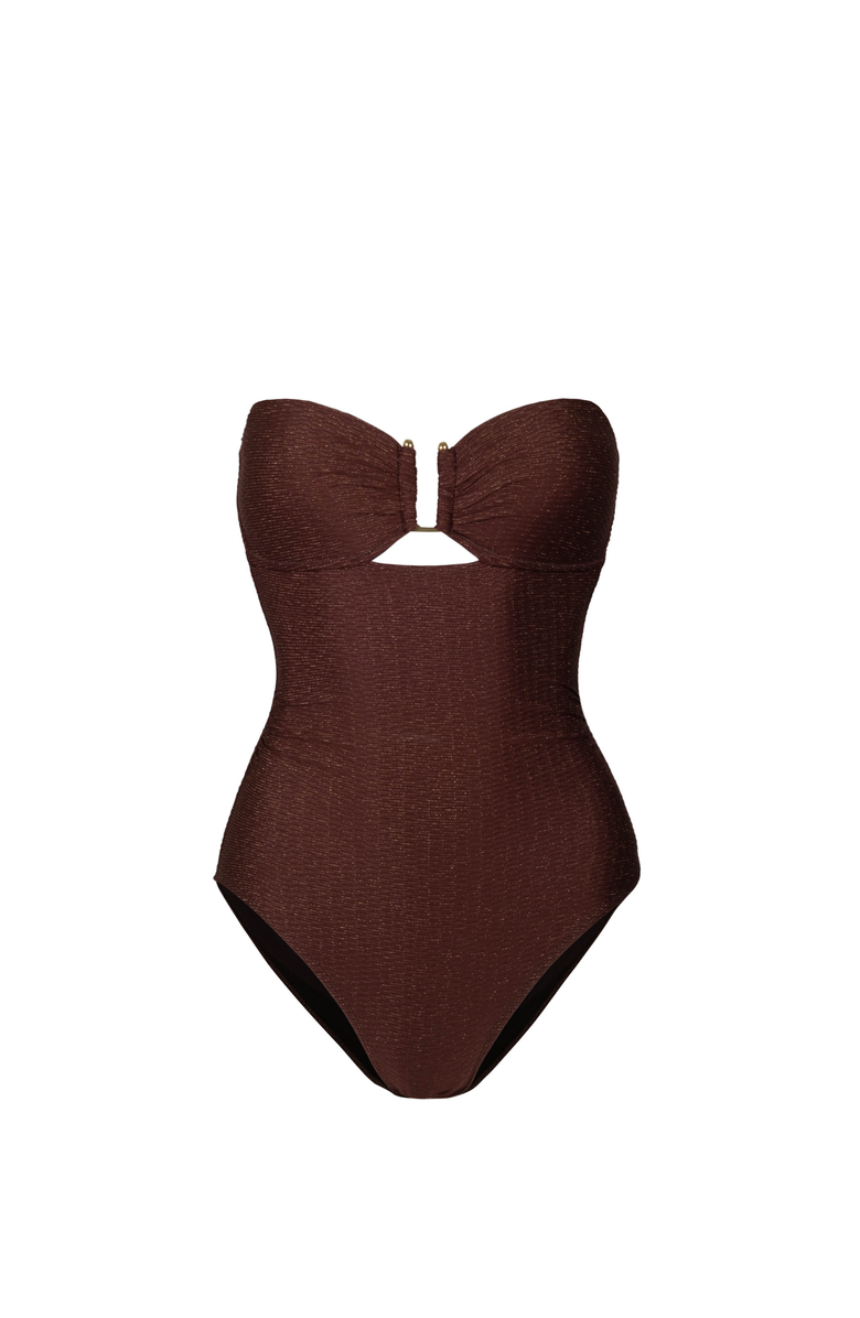 Change of Scenery Juliette One Piece, Main, color, Cacao/Gold Metallic