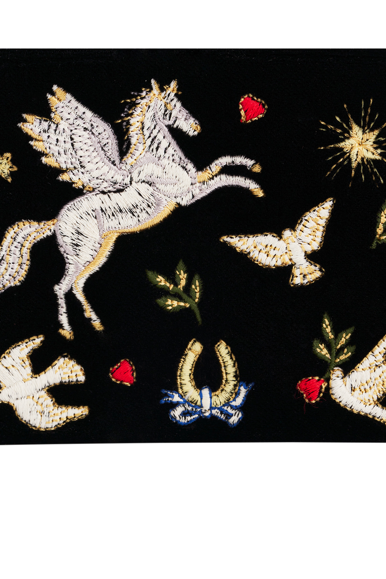 Celestial Velvet Embroidered Purse Small, Alternate, color, Black