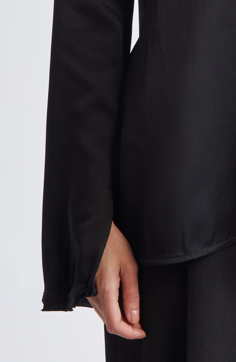 Jil Sander Long Sleeve Reversed Satin Top, Alternate, color, Black