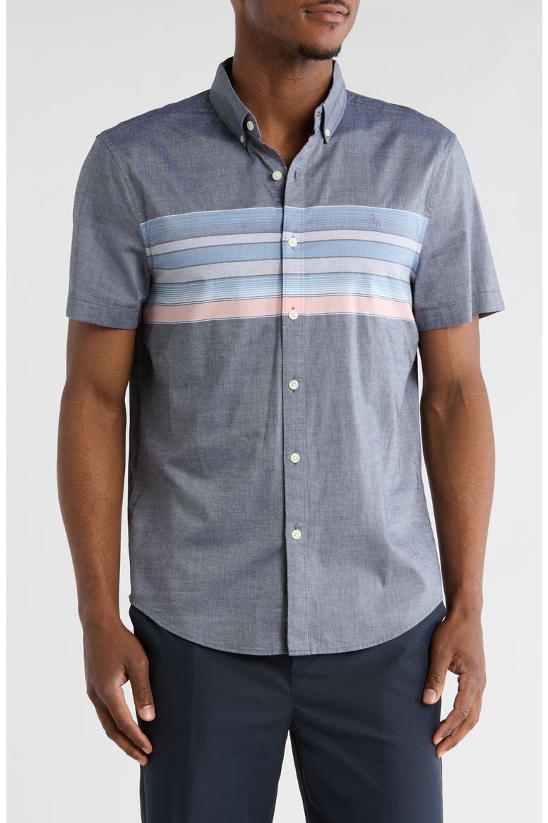 Short Sleeve Button-Down Shirt, Main, color, DARK SAPPHIRE