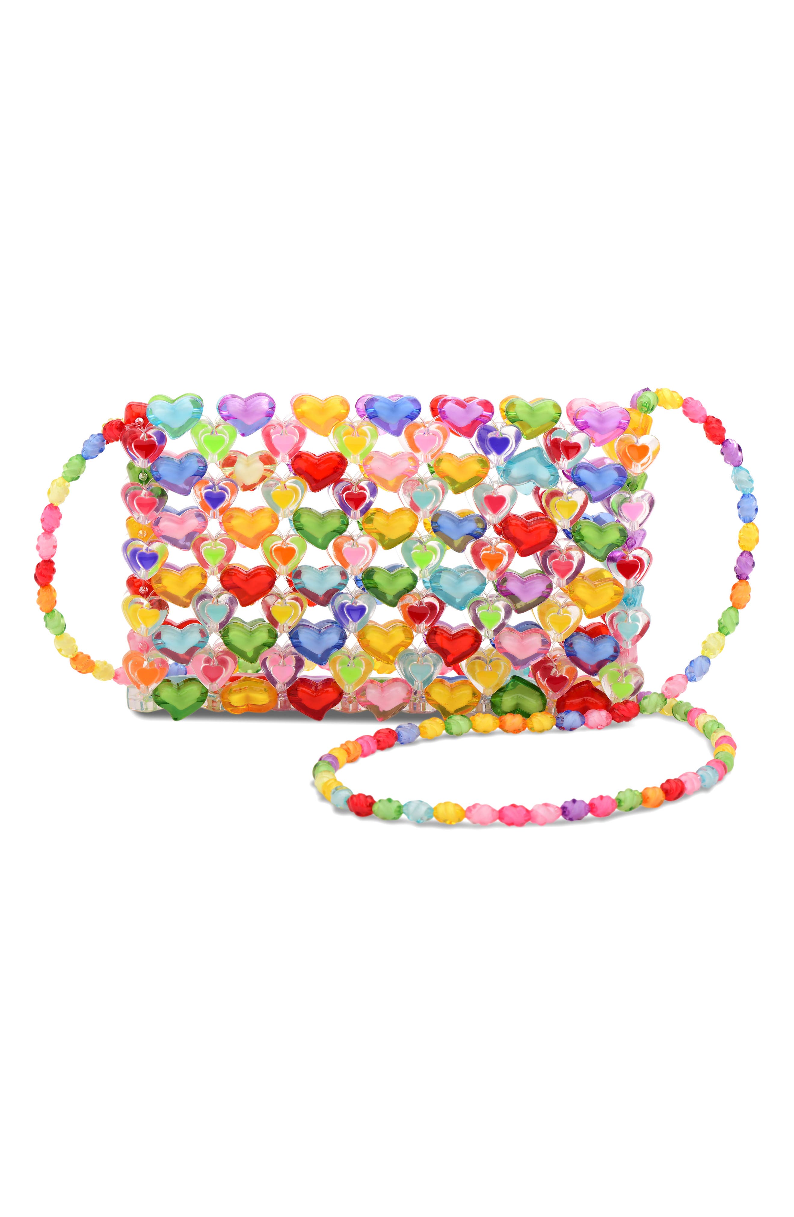 Iscream Kids' Hearts Beaded Crossbody Bag, Main, color, 