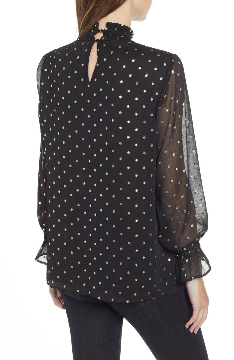 Ming Wang Polka Dot Georgette Blouse, Alternate, color,