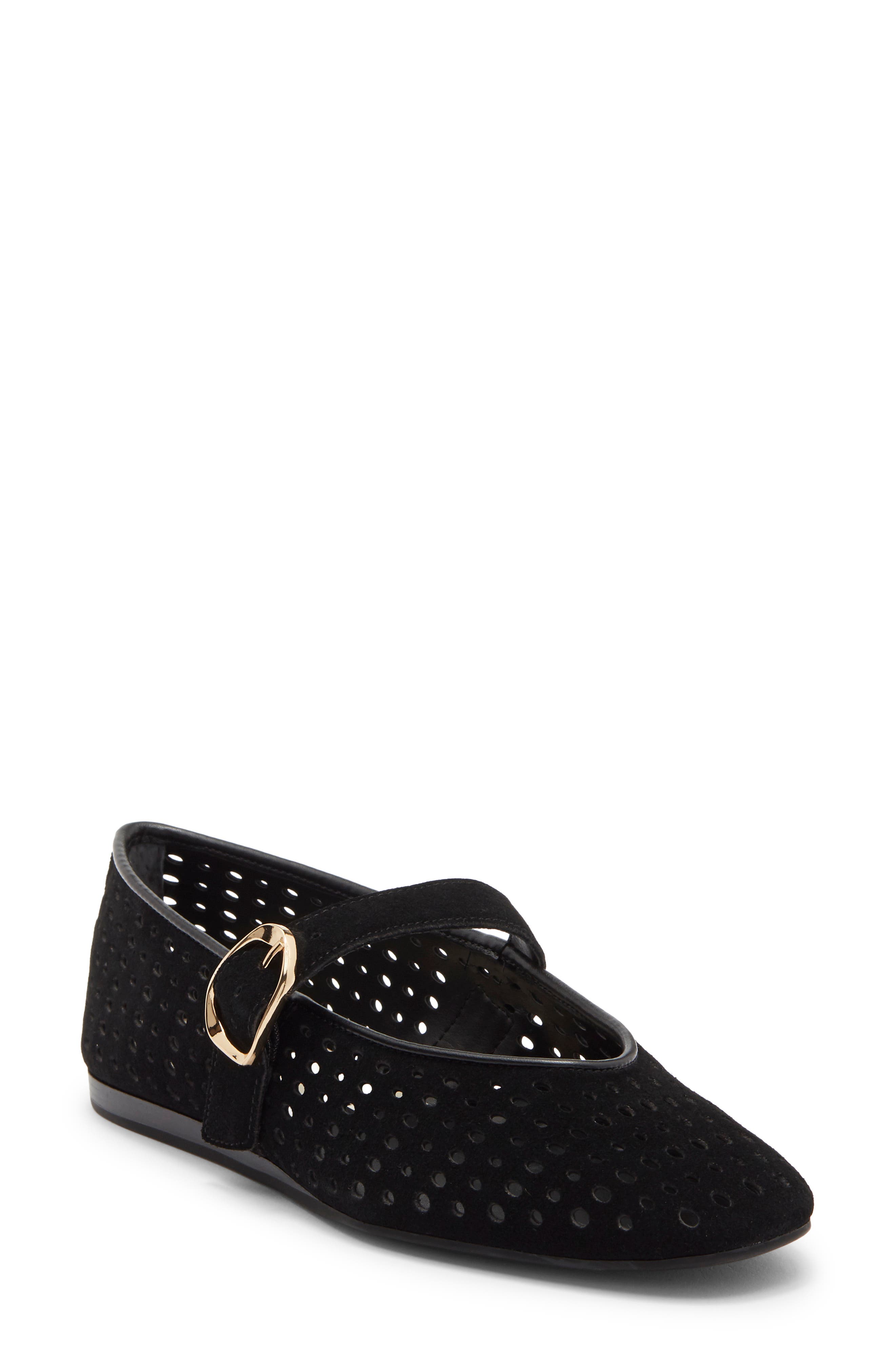 Brooke Flat, Main, color, ONYX PERFORATED SUEDE