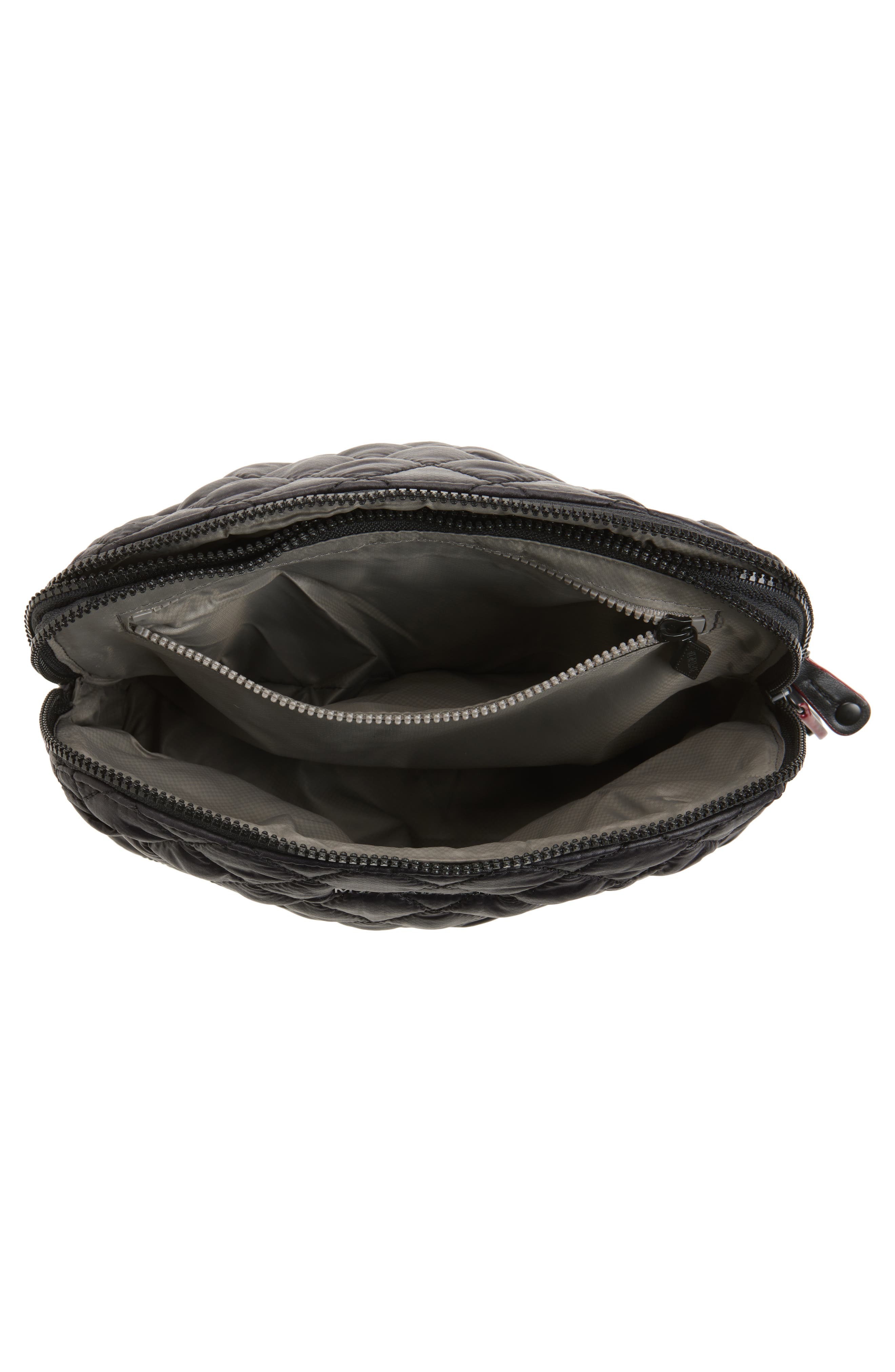 Medium Double Zip Quilted Cosmetics Pouch, Alternate, color, BLACK