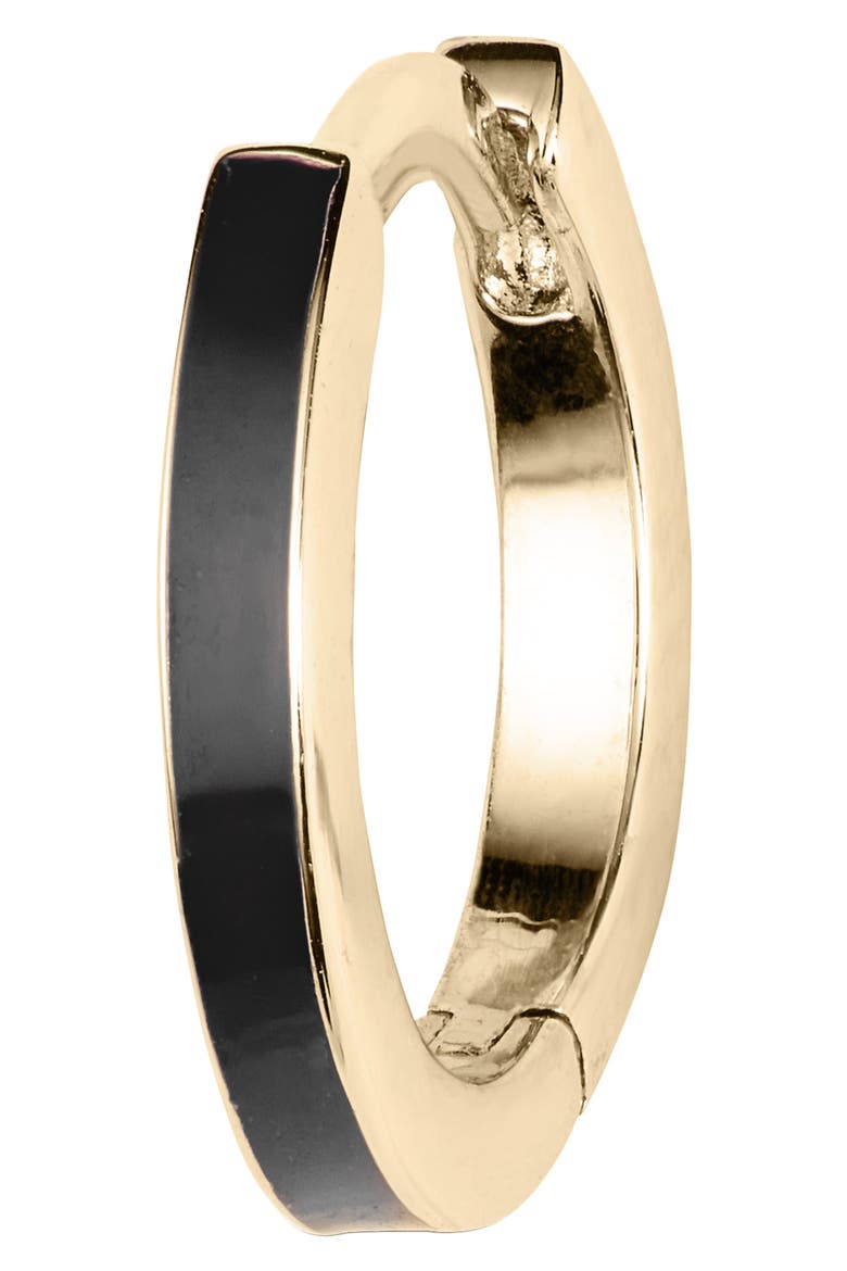 Victoria Enamel Huggie Hoop Earrings, Alternate, color, BLACK ENAMEL/ YELLOW GOLD