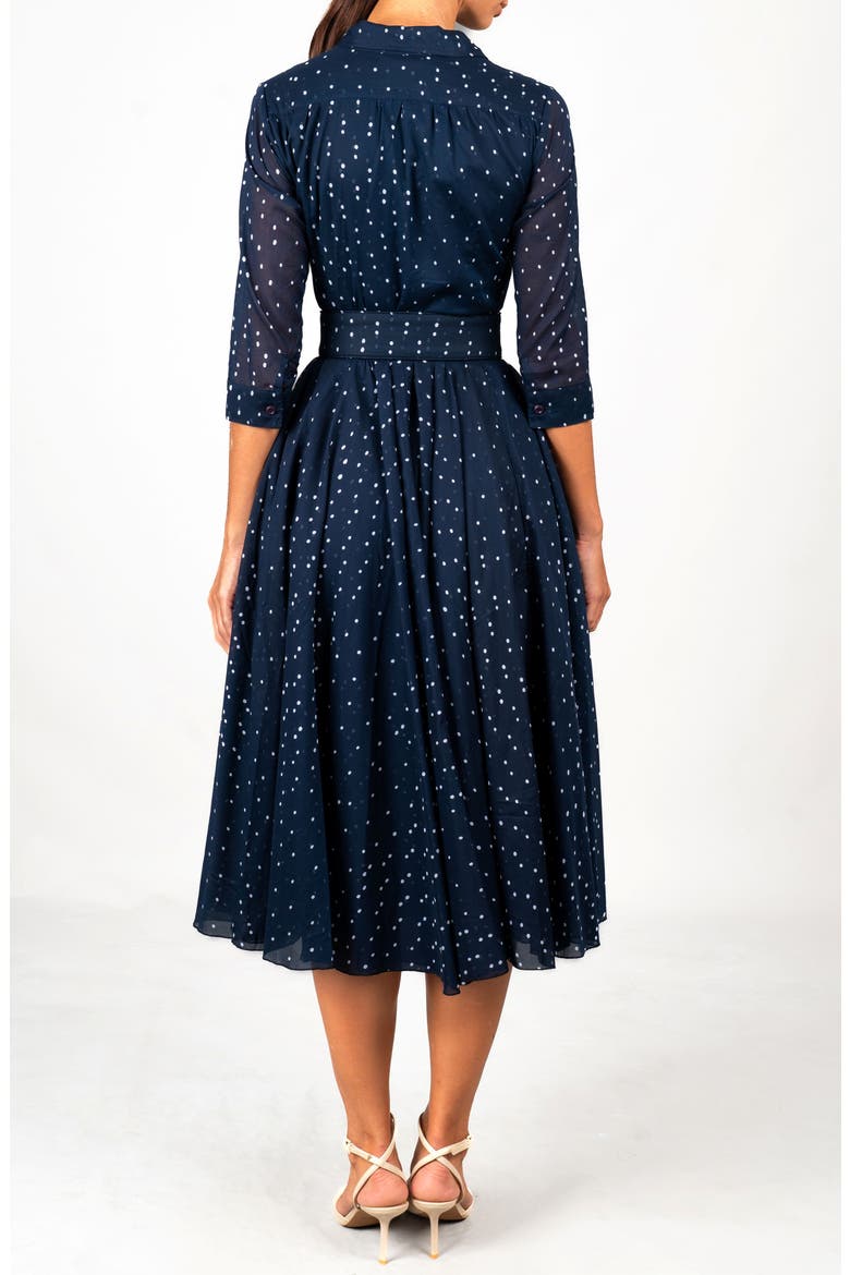 Mini Dots A-Line Belted Shirtdress, Alternate, color, Navy