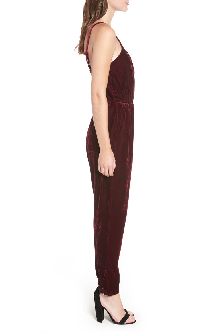 Velvet Jumpsuit, Alternate, color, RED VELVET