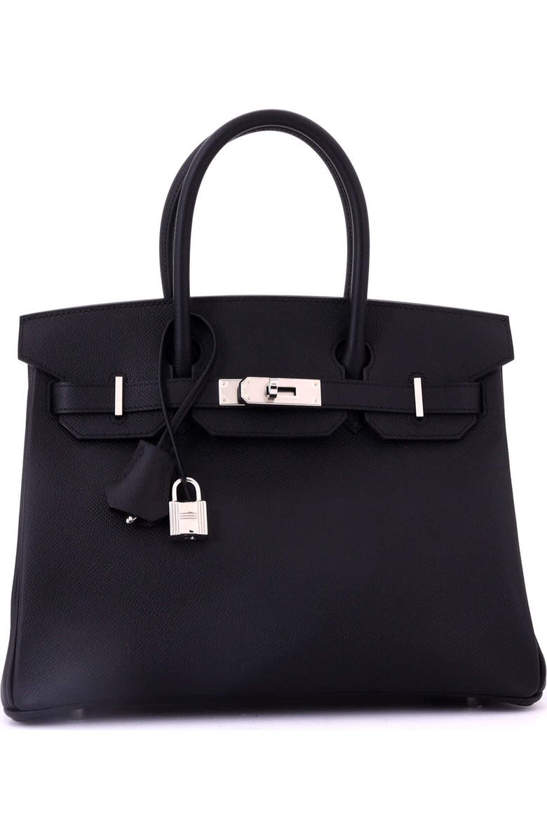Pre-Owned Hermes Birkin Handbag Black Epsom with Palladium Hardware 30, Alternate, color, Noir