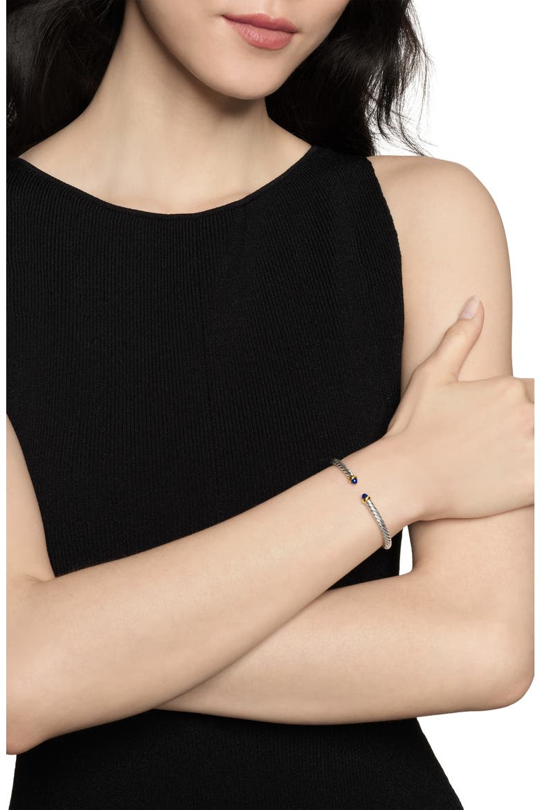 Cable Flex Bracelet in Sterling Silver with 14K Yellow Gold, 4mm, Alternate, color, STERLING SILVER/ GOLD/ LAPIS