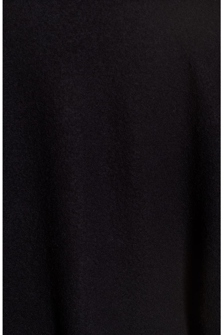 Boiled Wool Poncho Jacket with Leather Trim, Alternate, color, BLACK
