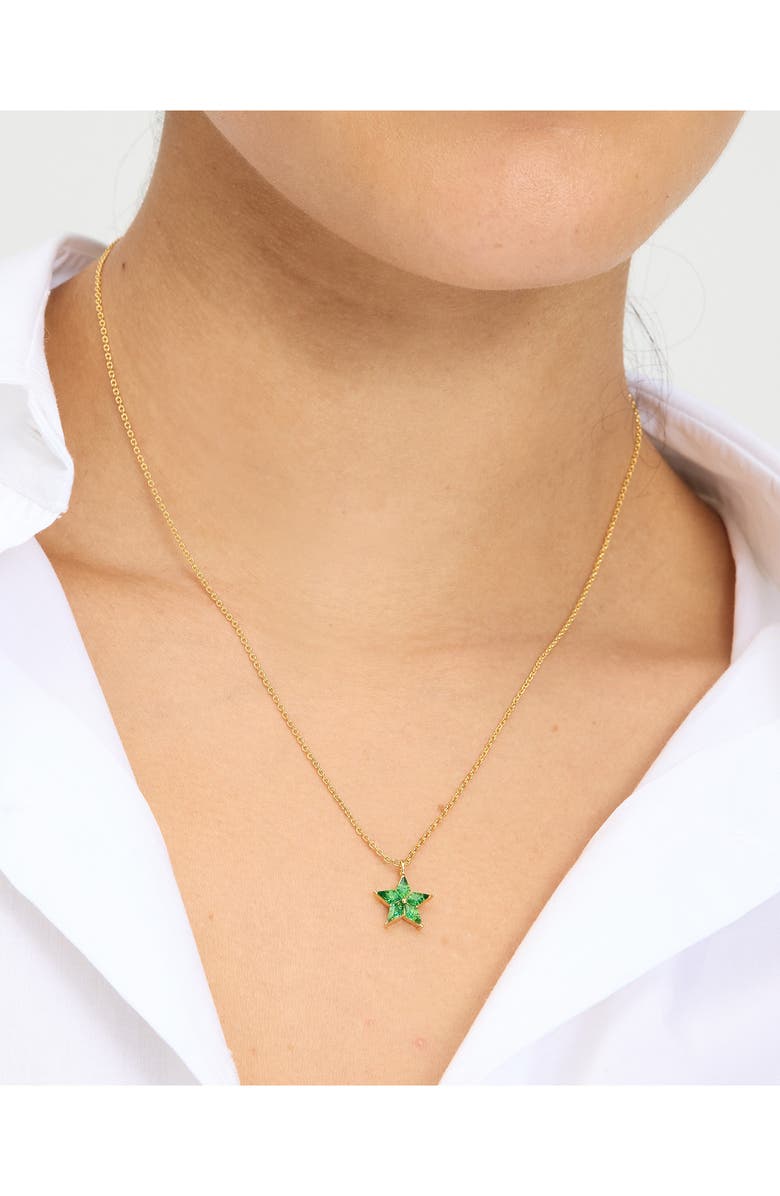Kate Spade New York cosmos star pendant necklace, Alternate, color, Emerald