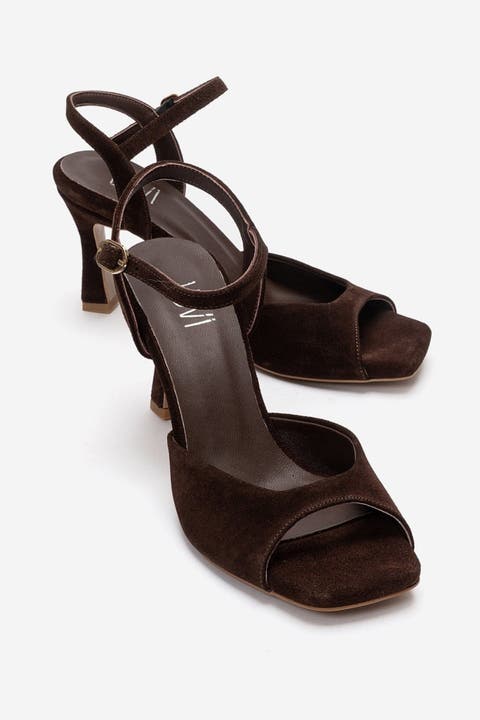 Elvia Leather Stiletto Ankle Strap Sandal