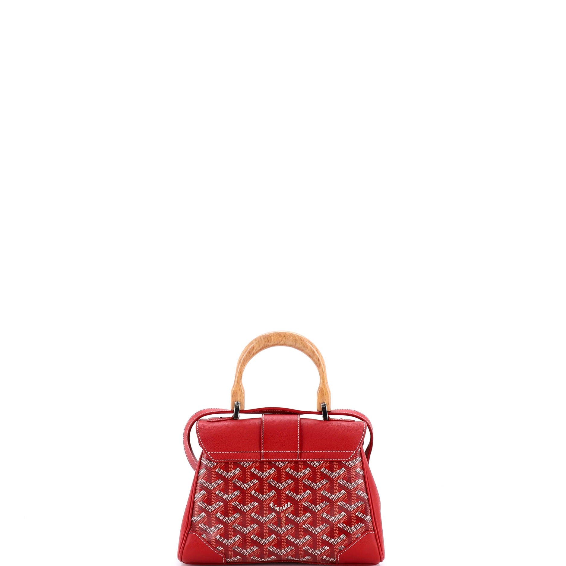 Pre-Owned Goyard Saigon Top Handle Bag Coated Canvas with Leather Mini, Alternate, color, Red