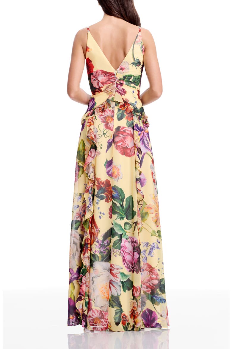 Jayden Floral Ruffle A-Line Gown, Alternate, color, GOLDEN FLORAL MULTI