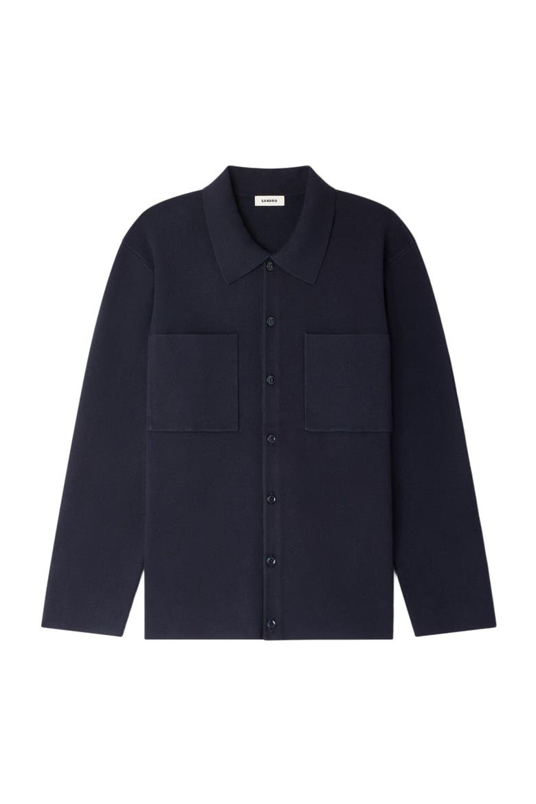 Knitted shirt jacket, Alternate, color, Navy blue