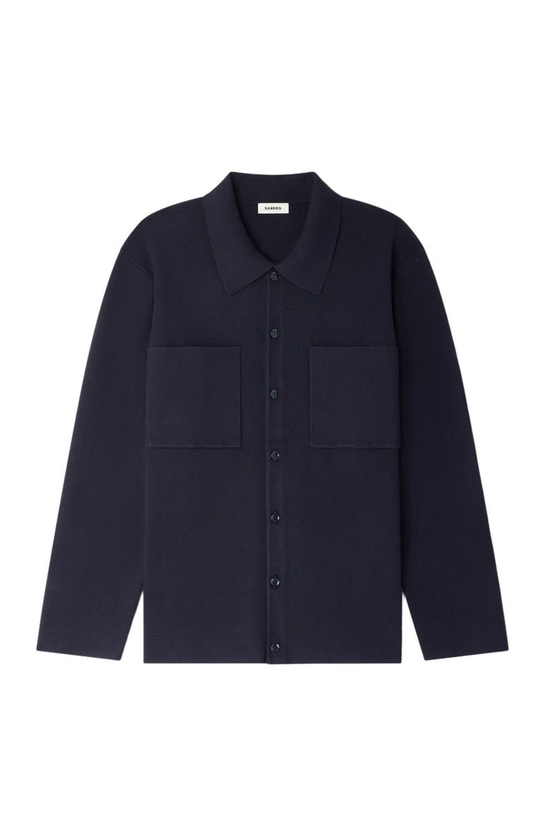 SANDRO Knitted shirt jacket, Alternate, color, Navy Blue