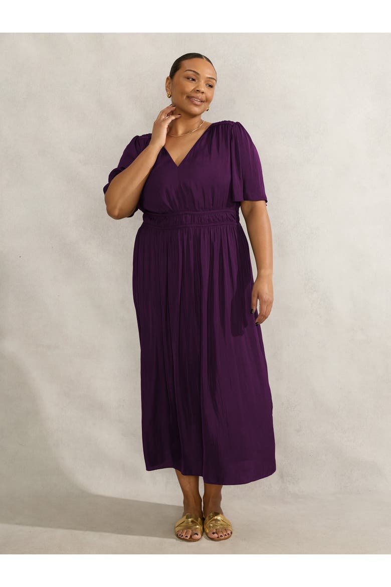 V-Neck Flutter Sleeve Dress, Alternate, color, Purple