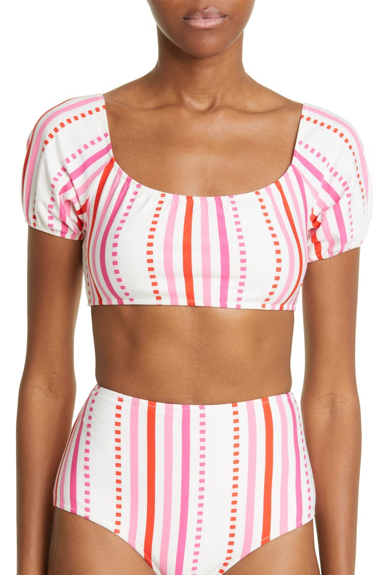 Eshe Puff Sleeve Bikini Top, Main, color, PINK