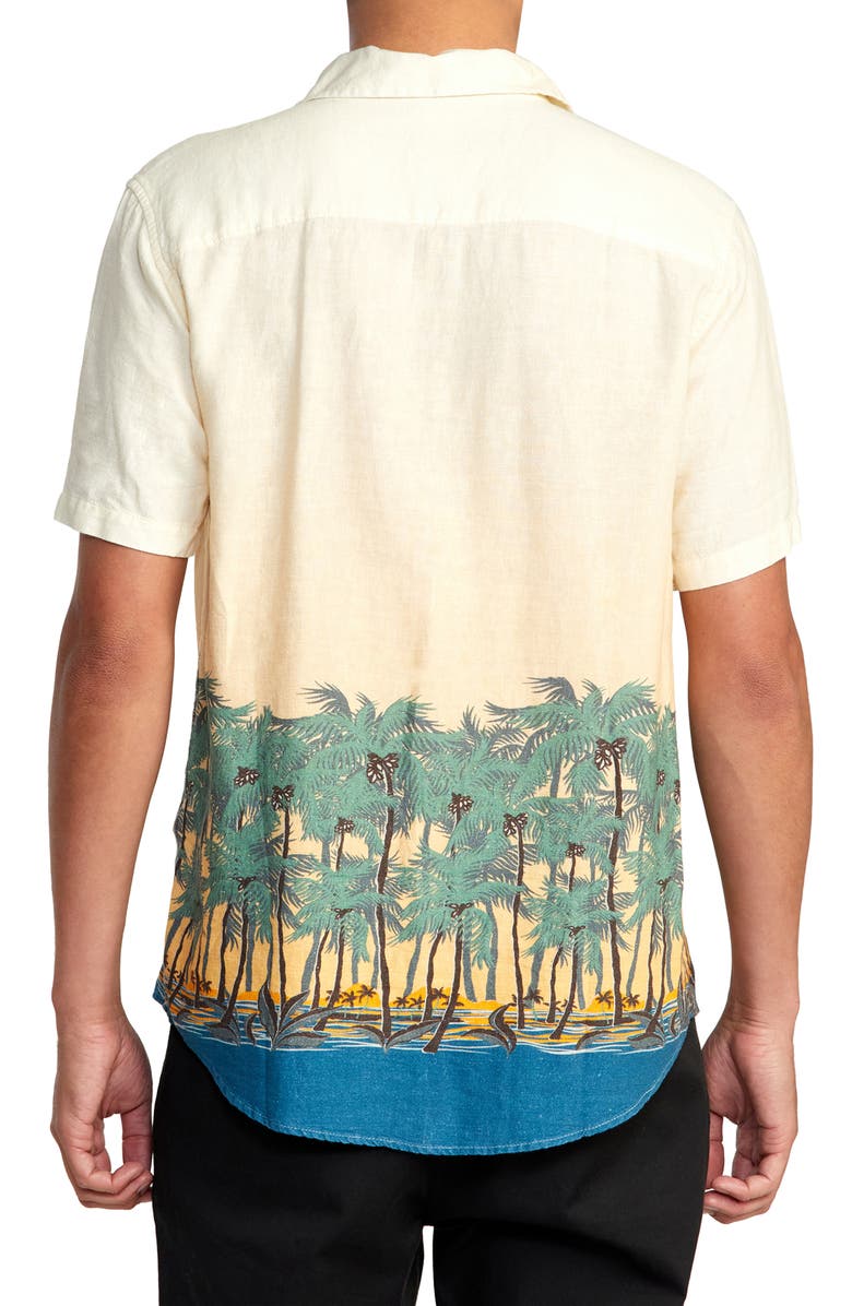RVCA Wasted Palms Short Sleeve Linen Blend Button-Up Camp Shirt, Alternate, color, 