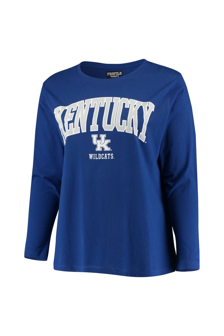 Women's Royal Kentucky Wildcats Plus Size Logo Long Sleeve T-Shirt, Alternate, color, Royal