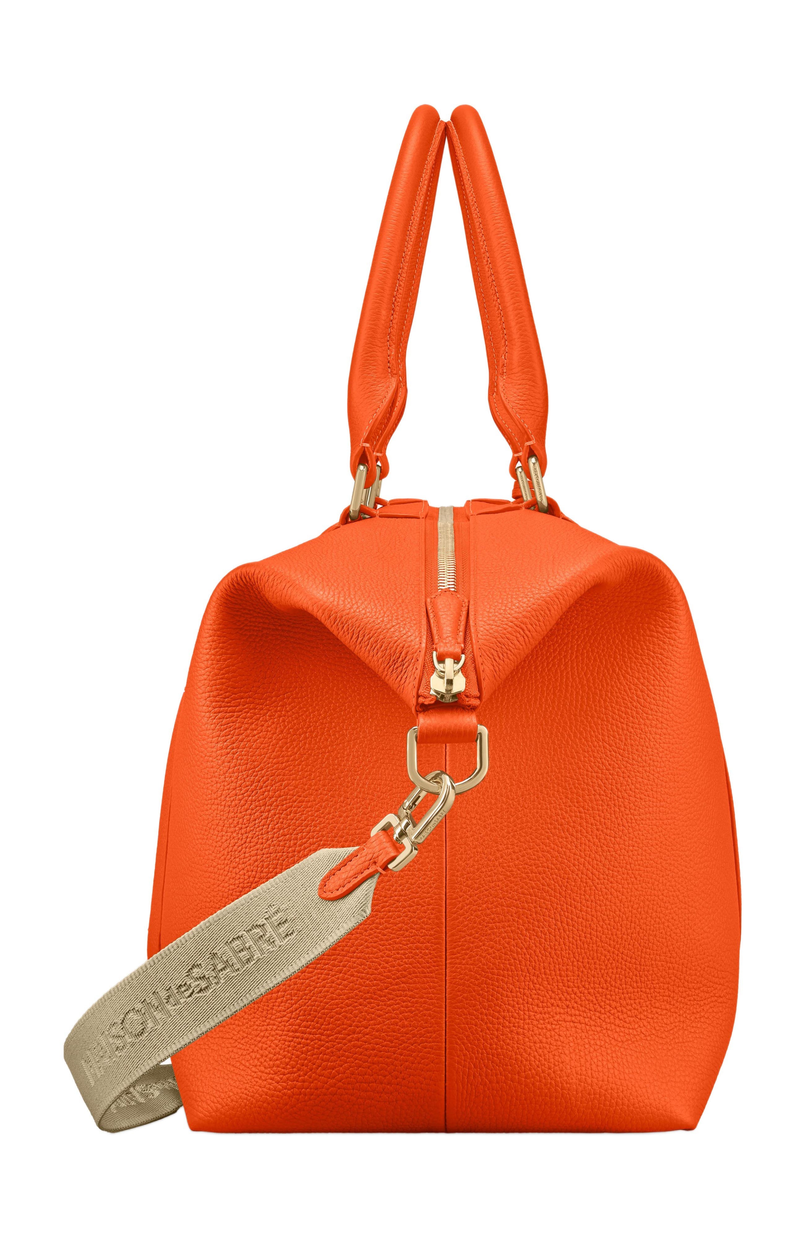Large Leather Weekender Bag, Alternate, color, Manhattan Orange
