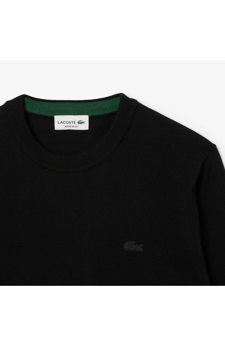 Lacoste Merino Wool Crewneck Sweater, Alternate, color, Noir