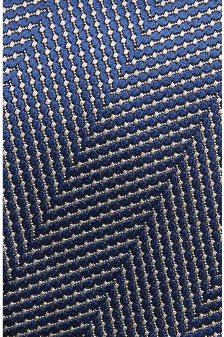 Herringbone Jacquard Silk Tie, Alternate, color, NAVY