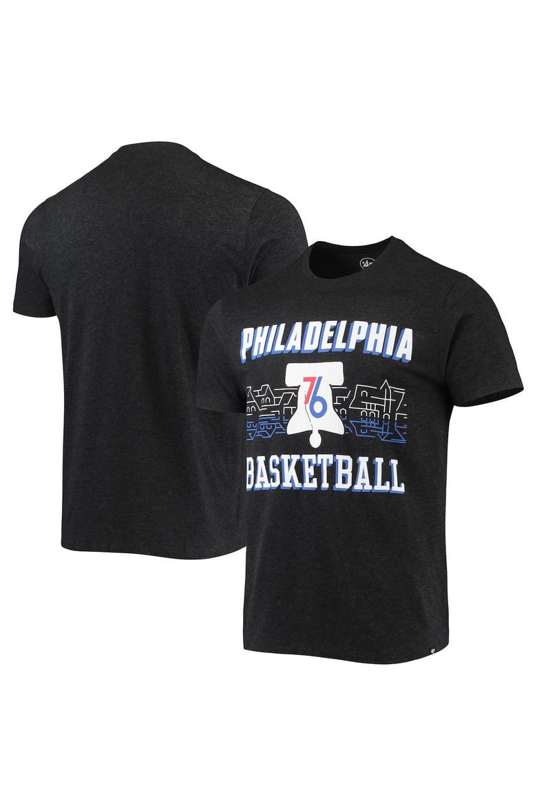 Men's '47 Black Philadelphia 76ers City Edition Club T-Shirt, Main, color, Heather Black