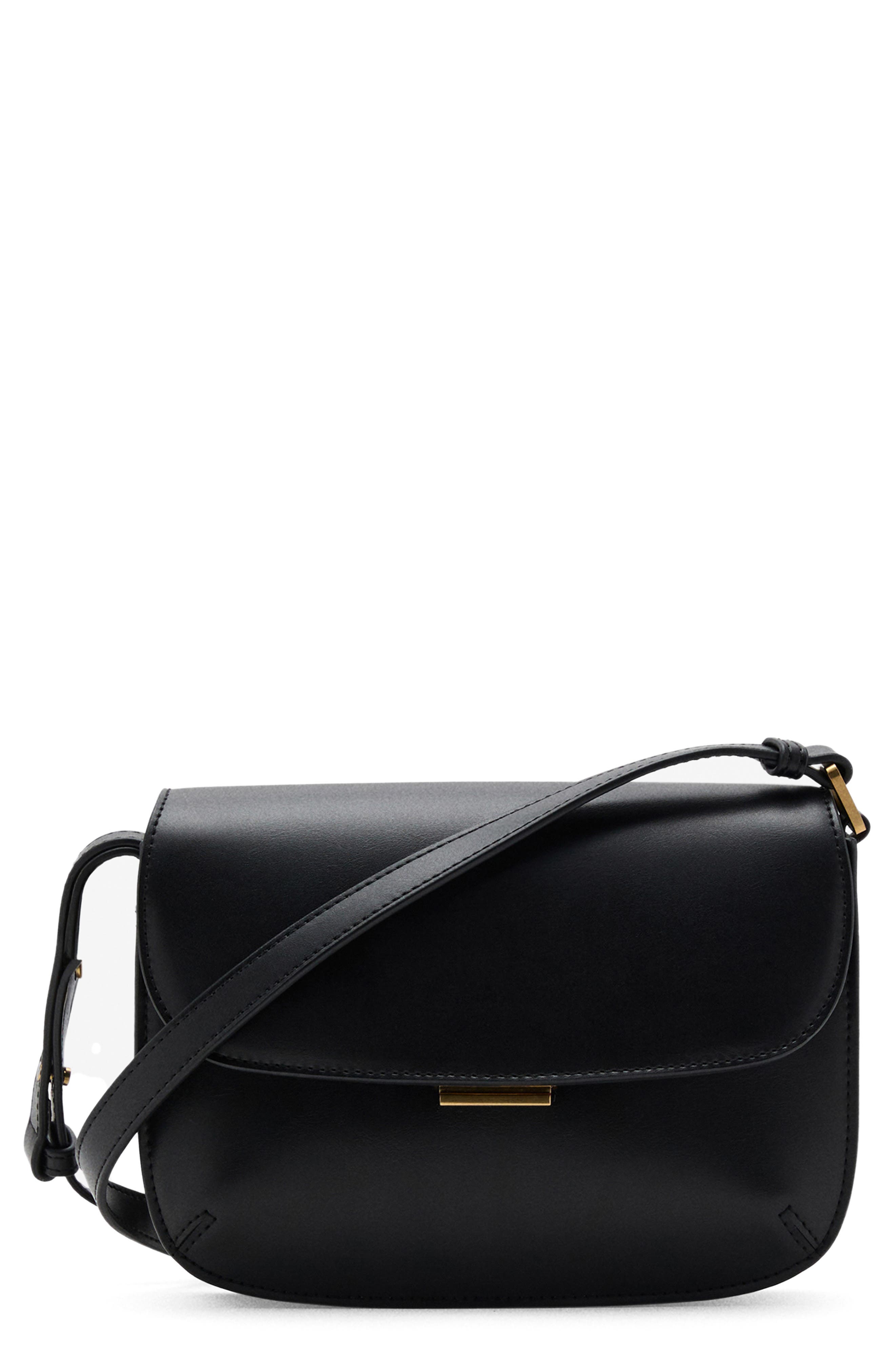 MANGO Faux Leather Crossbody Bag, Main, color, Black