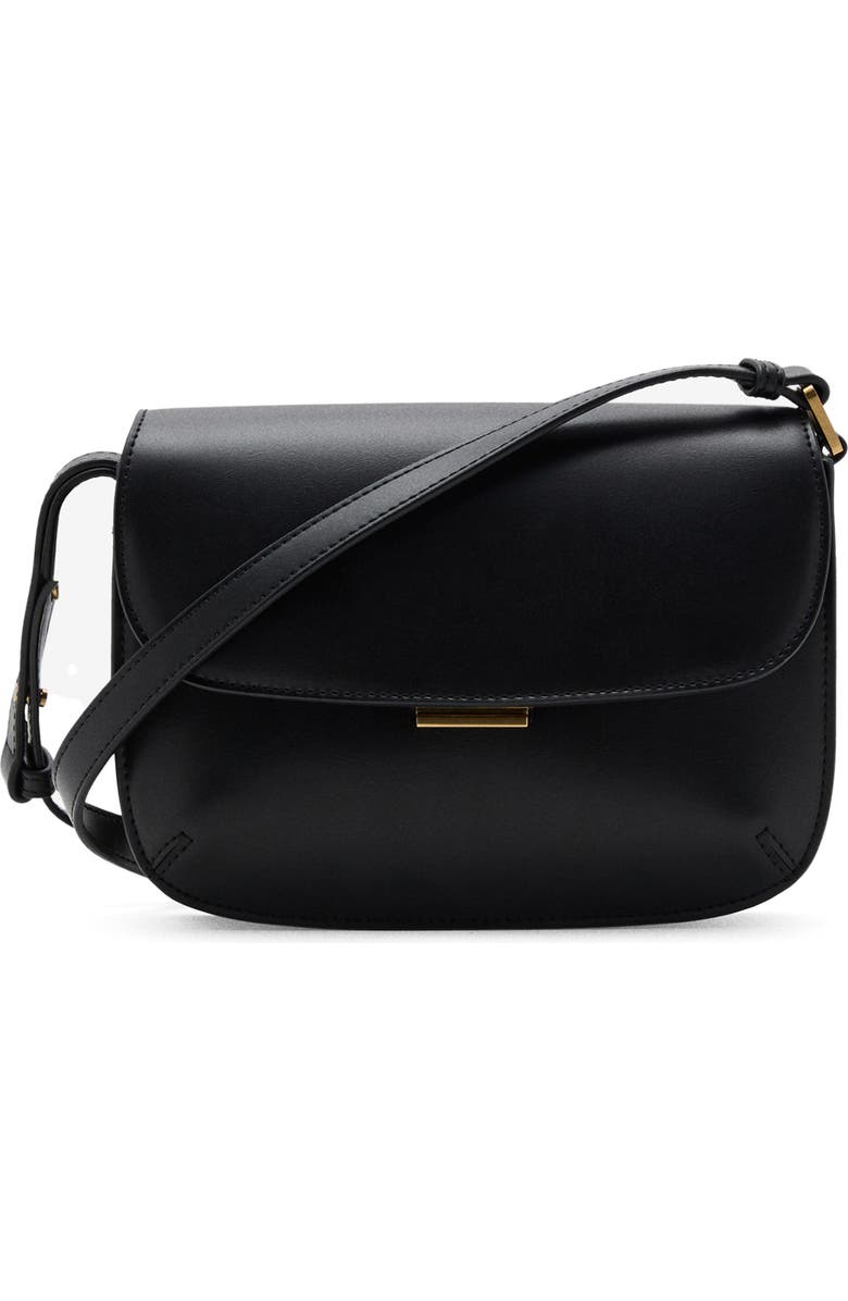 MANGO Faux Leather Crossbody Bag, Main, color, Black