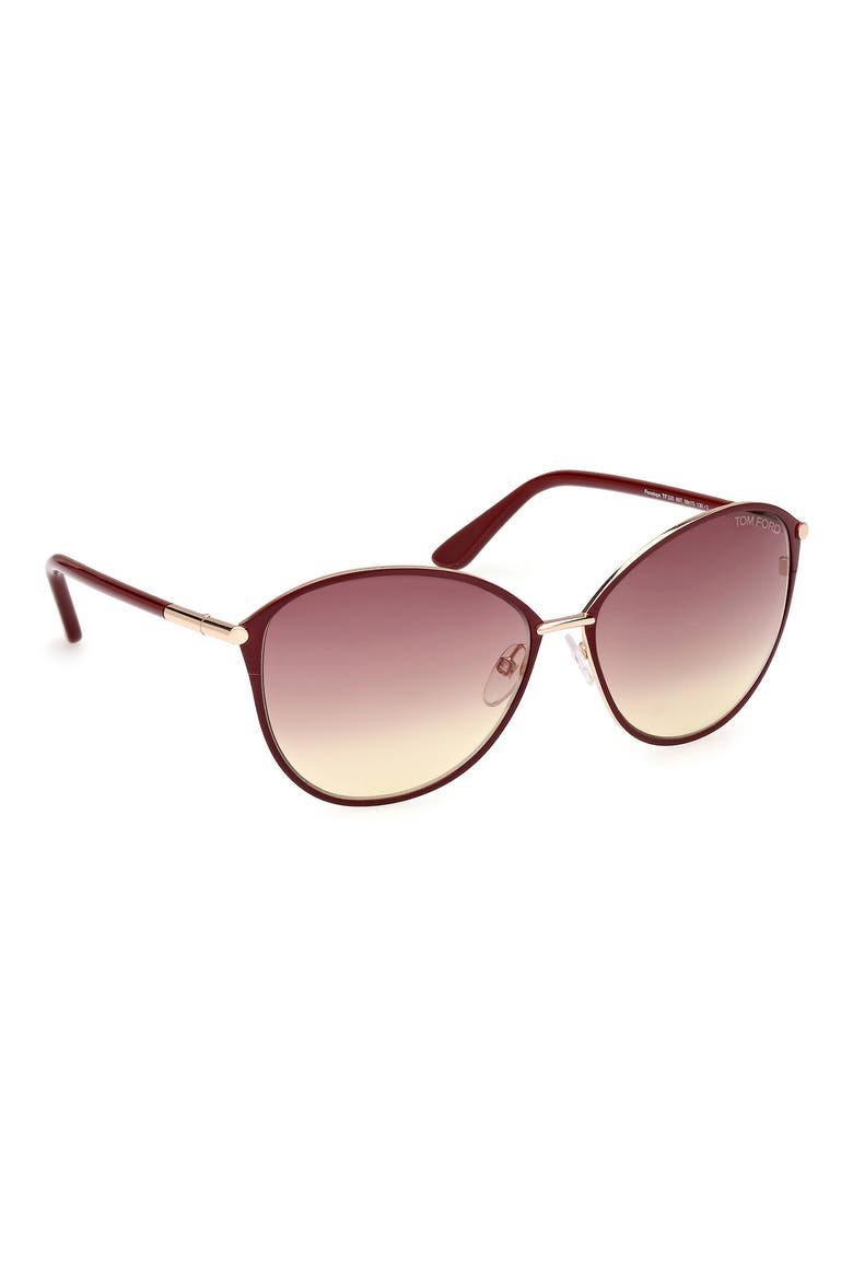 Penelope 59mm Gradient Cat Eye Sunglasses, Alternate, color, ROSE GOLD BURGUNDY