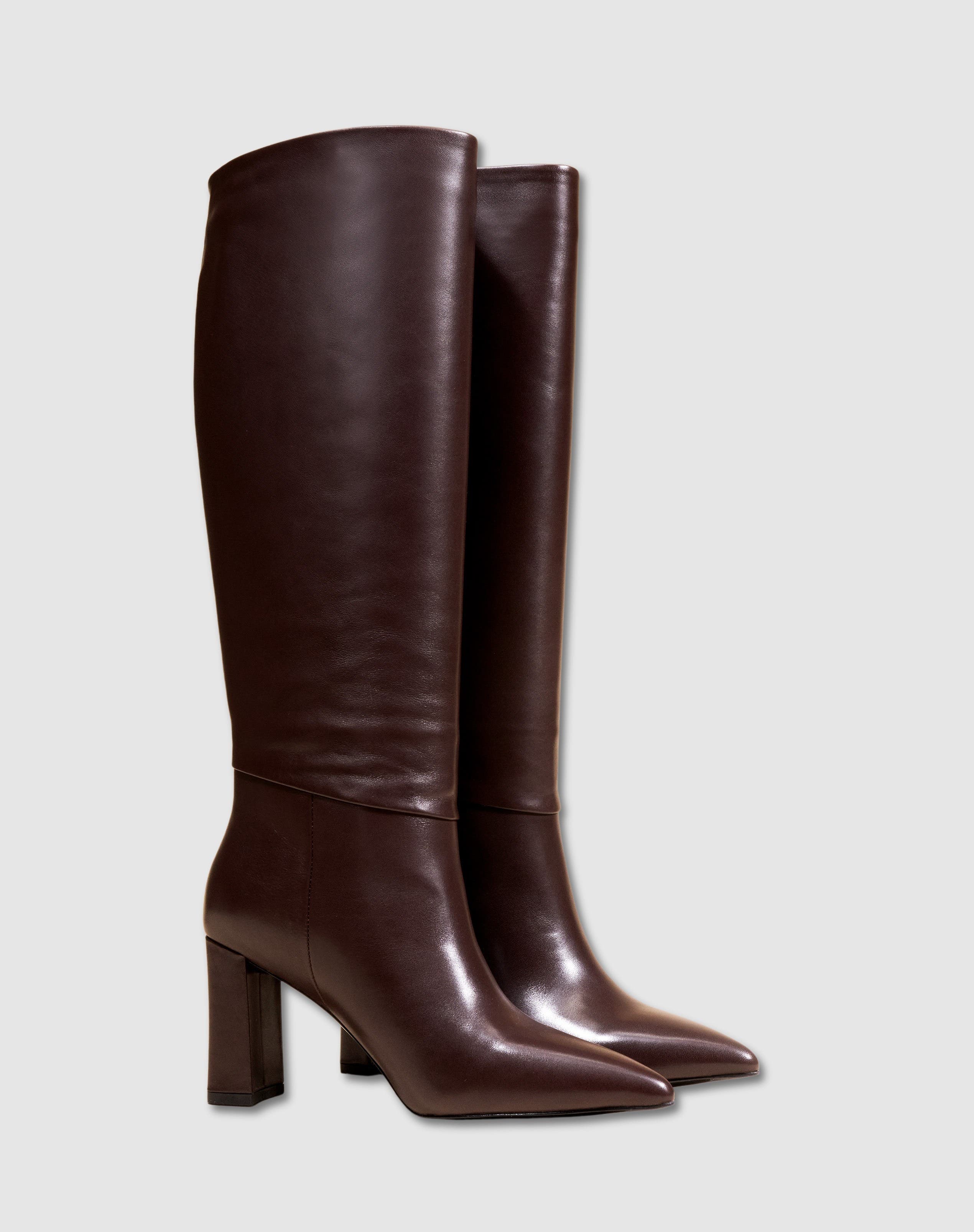 Tracey Wide Heel Long Boots, Alternate, color, CHOCOLATE