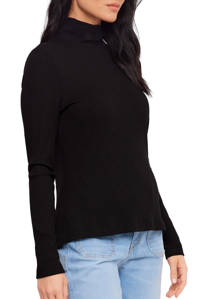 Ribbed Turtleneck Top, Alternate, color, BLACK